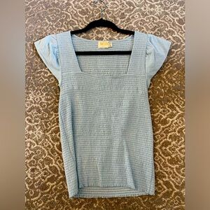 Baby blue, adorable flutter sleeve nation, tank top